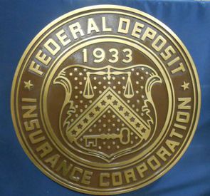 Federal Deposit Insurance Corporation Golden Bronze Seal with brown background